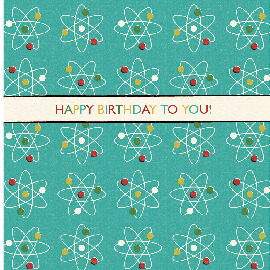 Festival Hall Turquoise Atoms Birthday Card