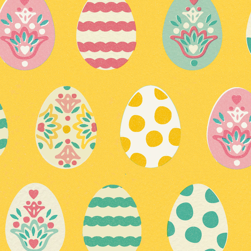 Folksy Easter Egg Gift Wrap Custard