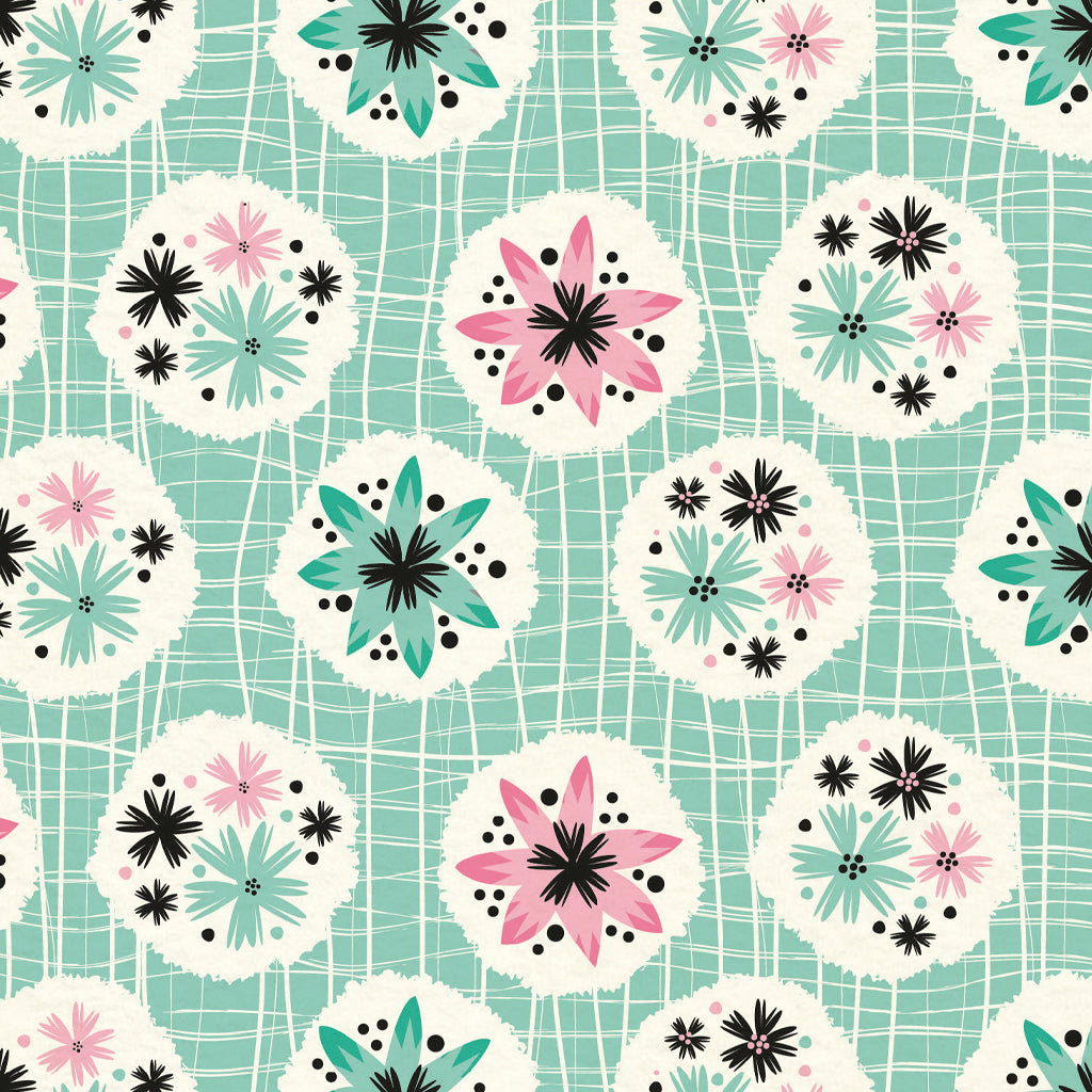 Midmod Floral Gift Wrap: Betty, Mint