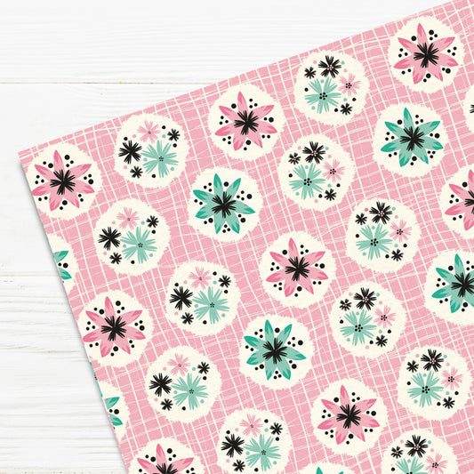 Midmod Floral Gift Wrap: Betty, Pink