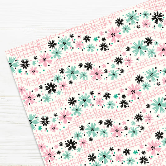 Midmod Floral Gift Wrap: Peggy, Pink