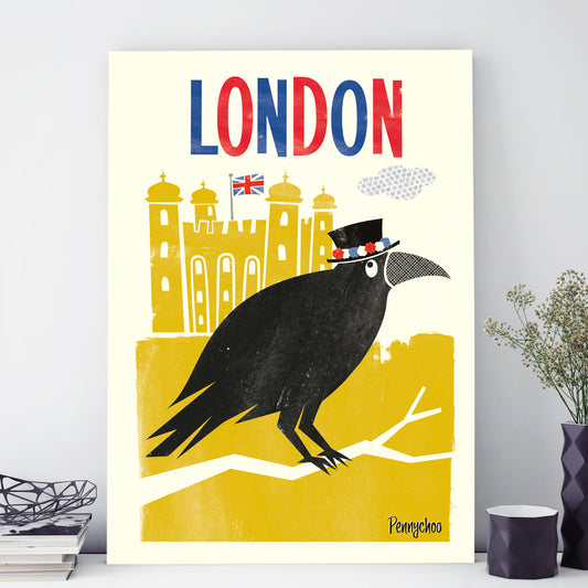 Retro London A3 print: Raven
