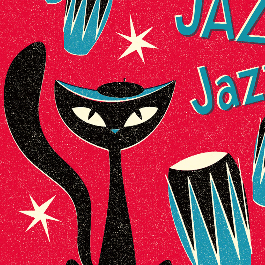 Jazz Cats A3 Print: Bongoes