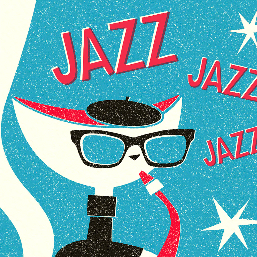 Jazz Cats A3 print: Sax