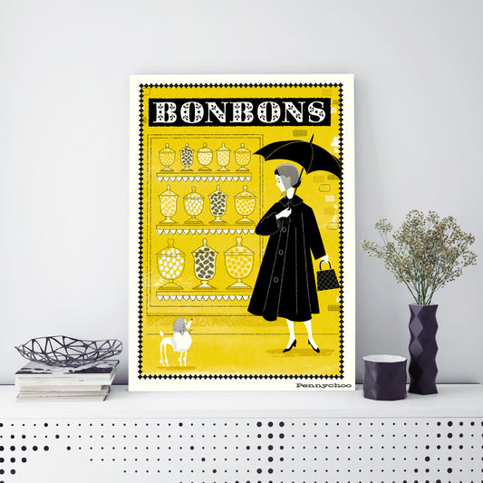Paris Shopper A3 print: Bonbons