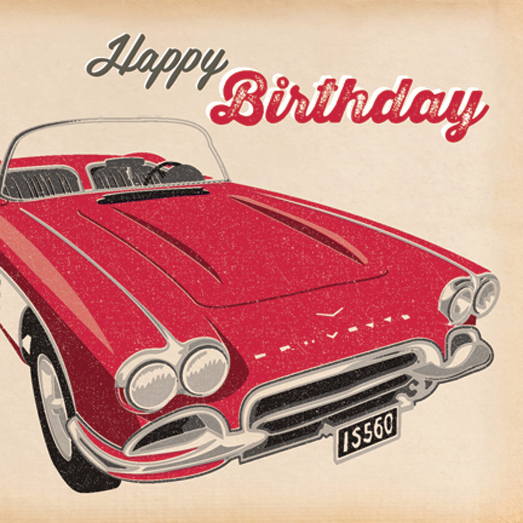 Autojumble Red Corvette Birthday Card
