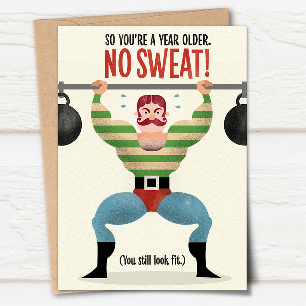 Big Top: Strong Man No Sweat Birthday Card