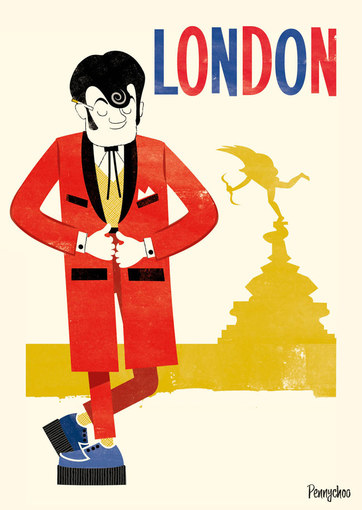 Retro London A3 print: Ted