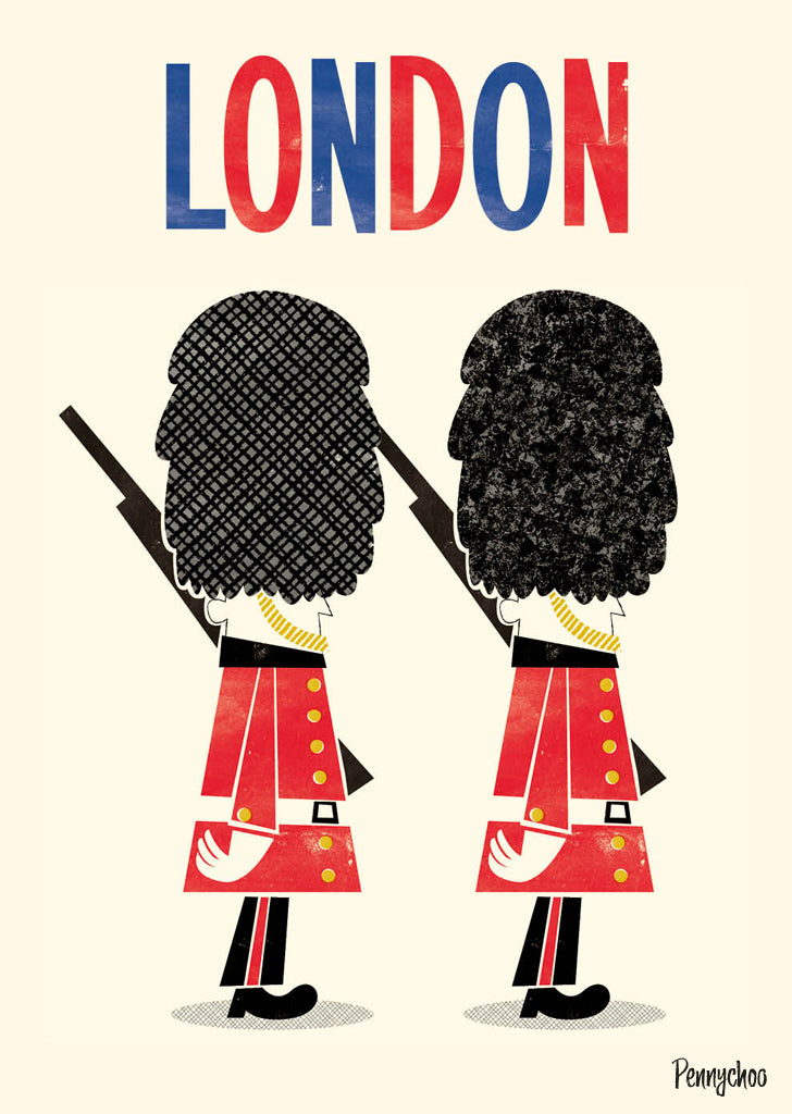 Retro London A3 print: Guardsmen