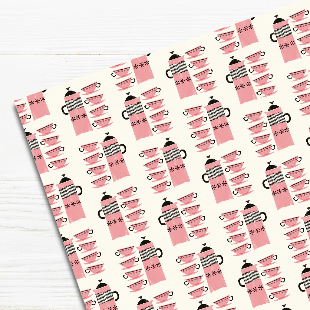 Coffee Pots Gift Wrap, Pink