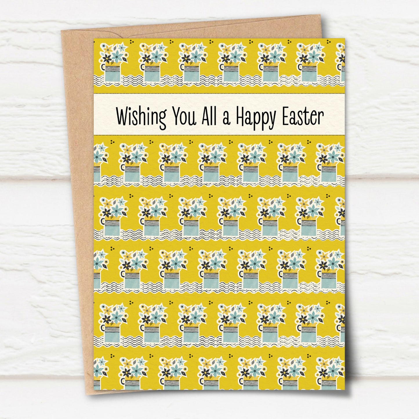 Flower Jugs Easter Card, Yellow