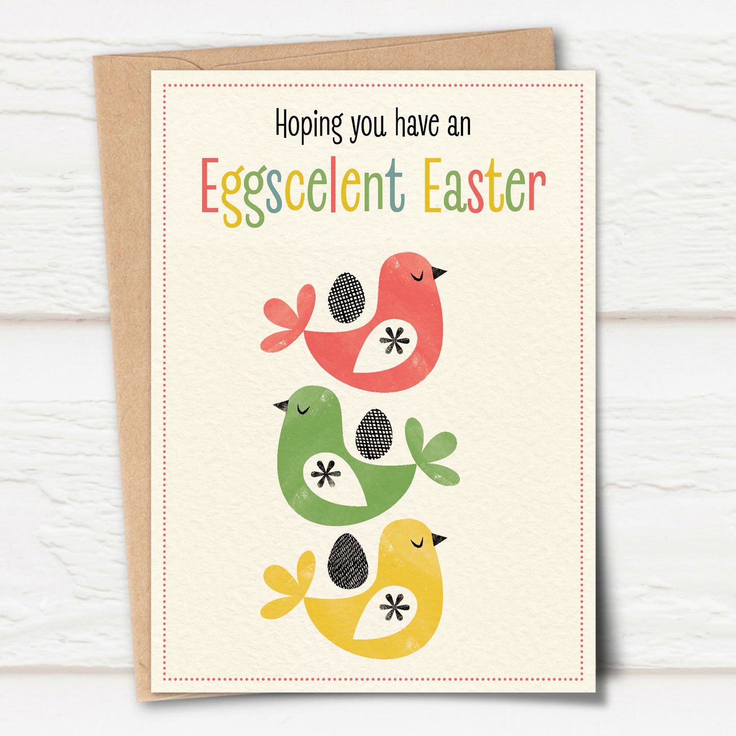 Folk Bird Stack Easter Card