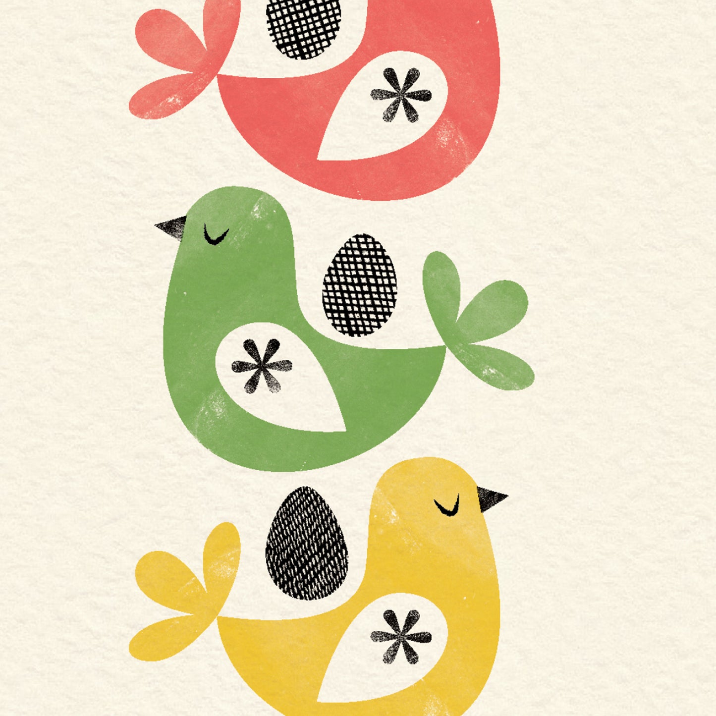 Folk Bird Stack Easter Card