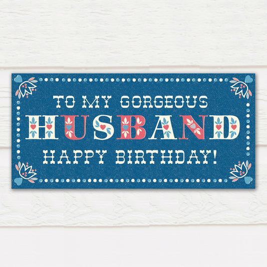 Folksy Birthday Card, Husband