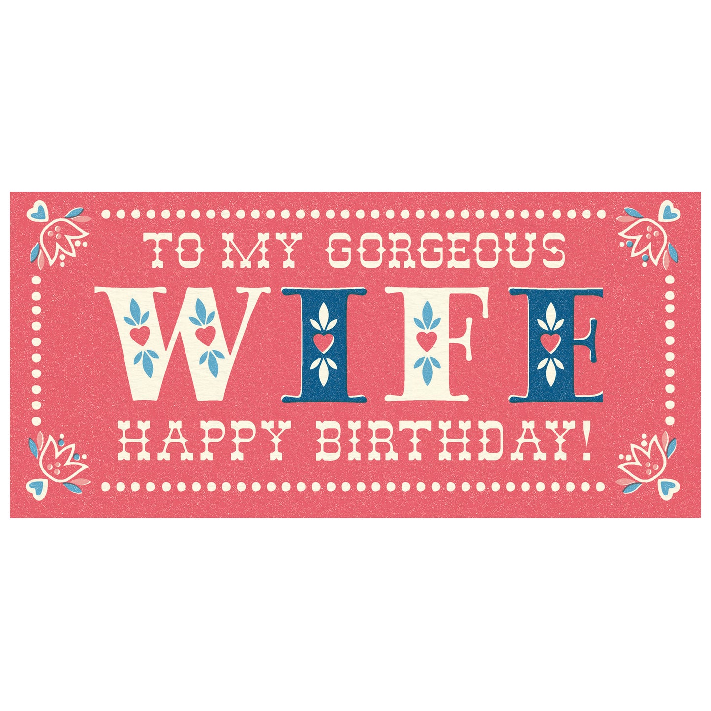 Folksy Birthday Card, Wife