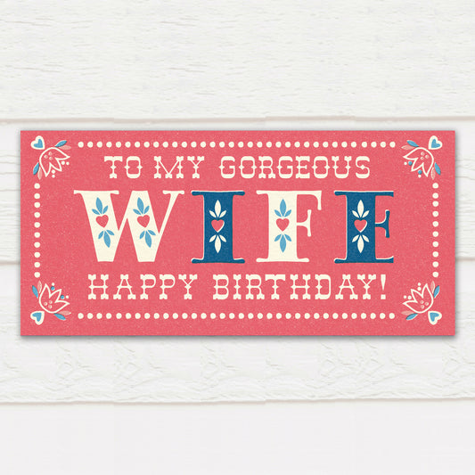 Folksy Birthday Card, Wife