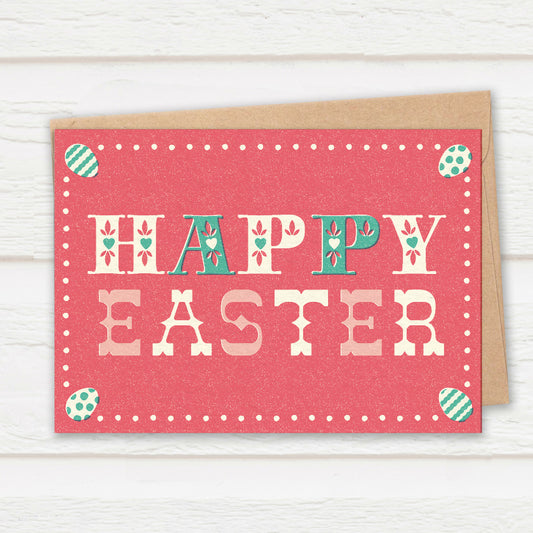 Folksy Easter Card, Coral