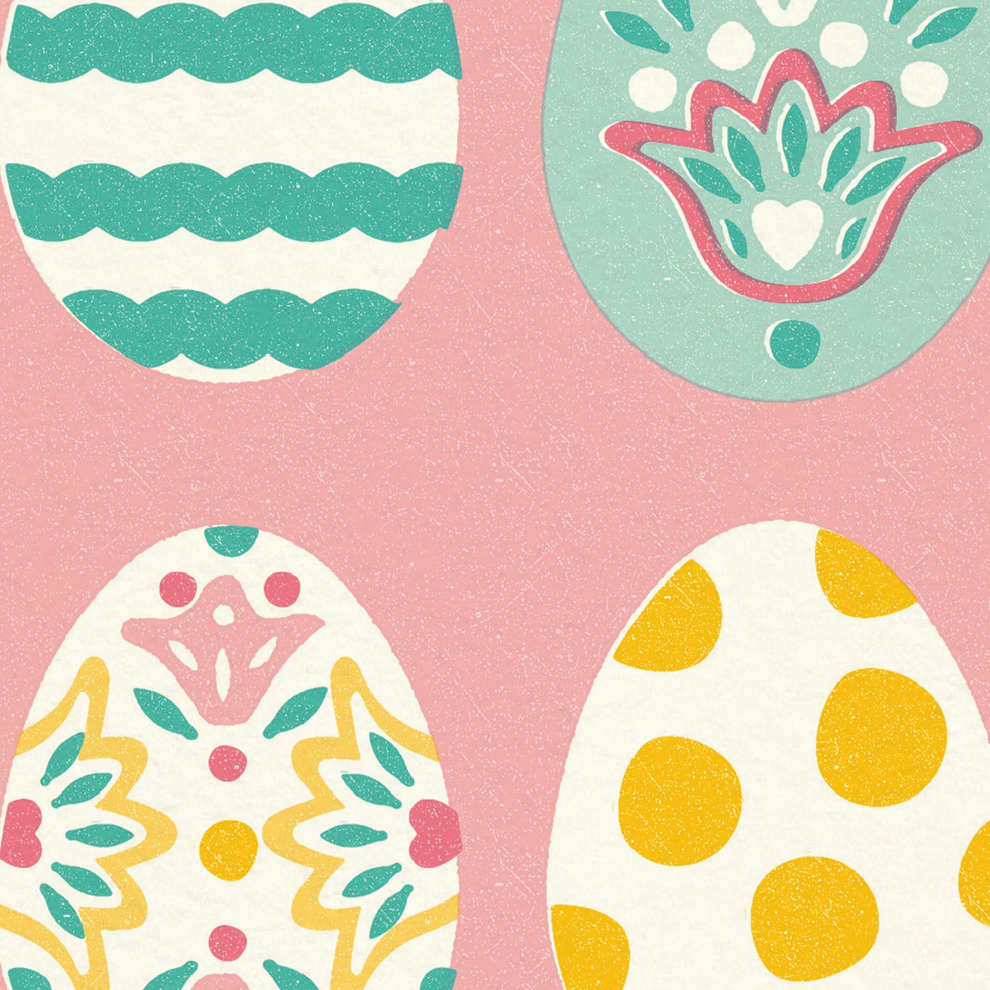 Folksy Easter Eggs Grid, Pink