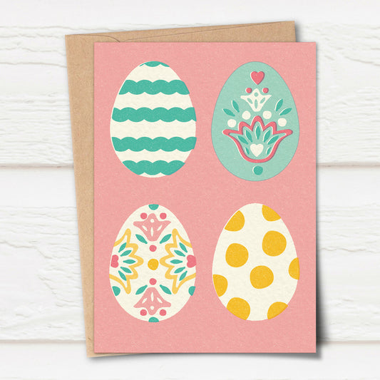 Folksy Easter Eggs Grid, Pink