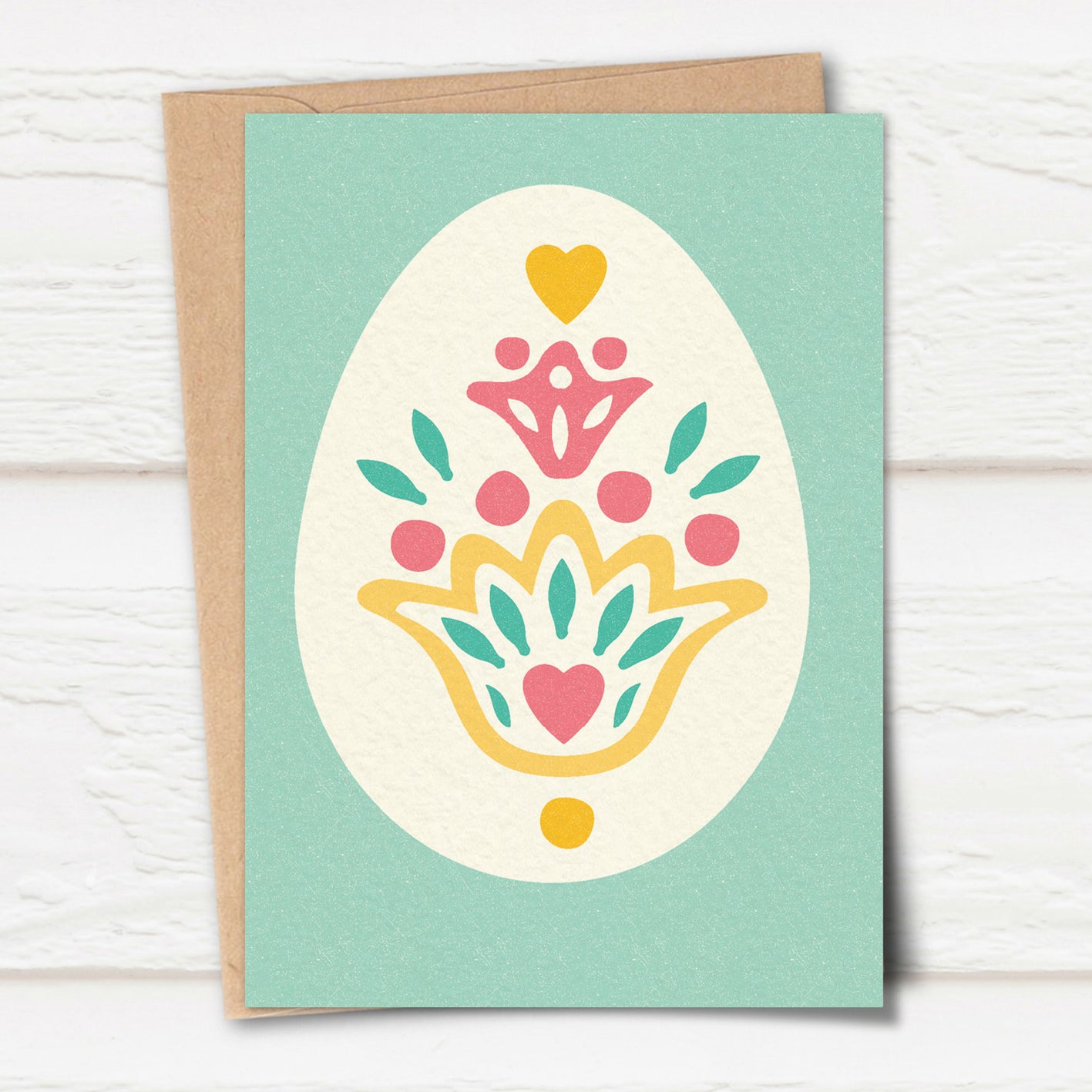 Folksy Easter Egg Card, Green