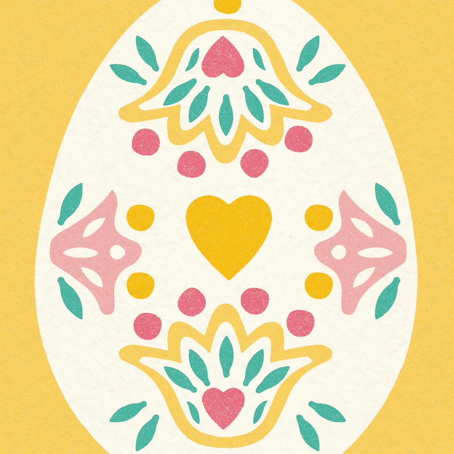 Folksy Easter Egg Card, Custard