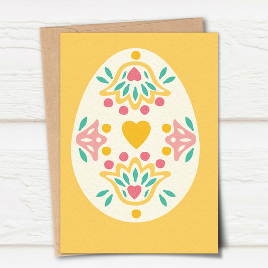 Folksy Easter Egg Card, Custard