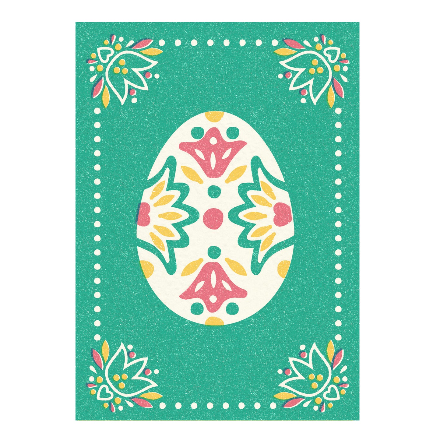 Folksy Easter Egg Card, Jade