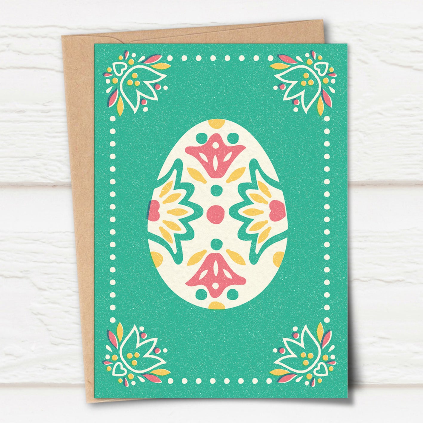 Folksy Easter Egg Card, Jade