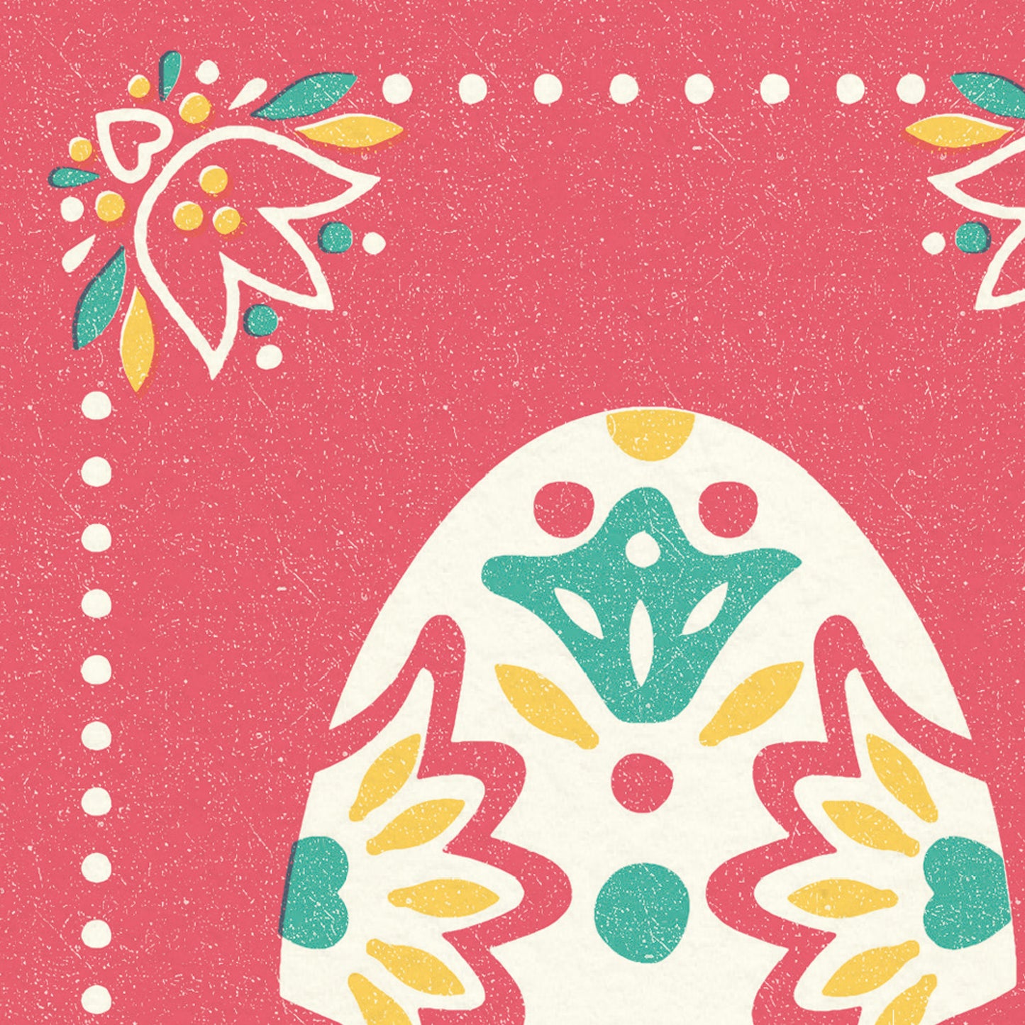Folksy Easter Egg Card, Coral
