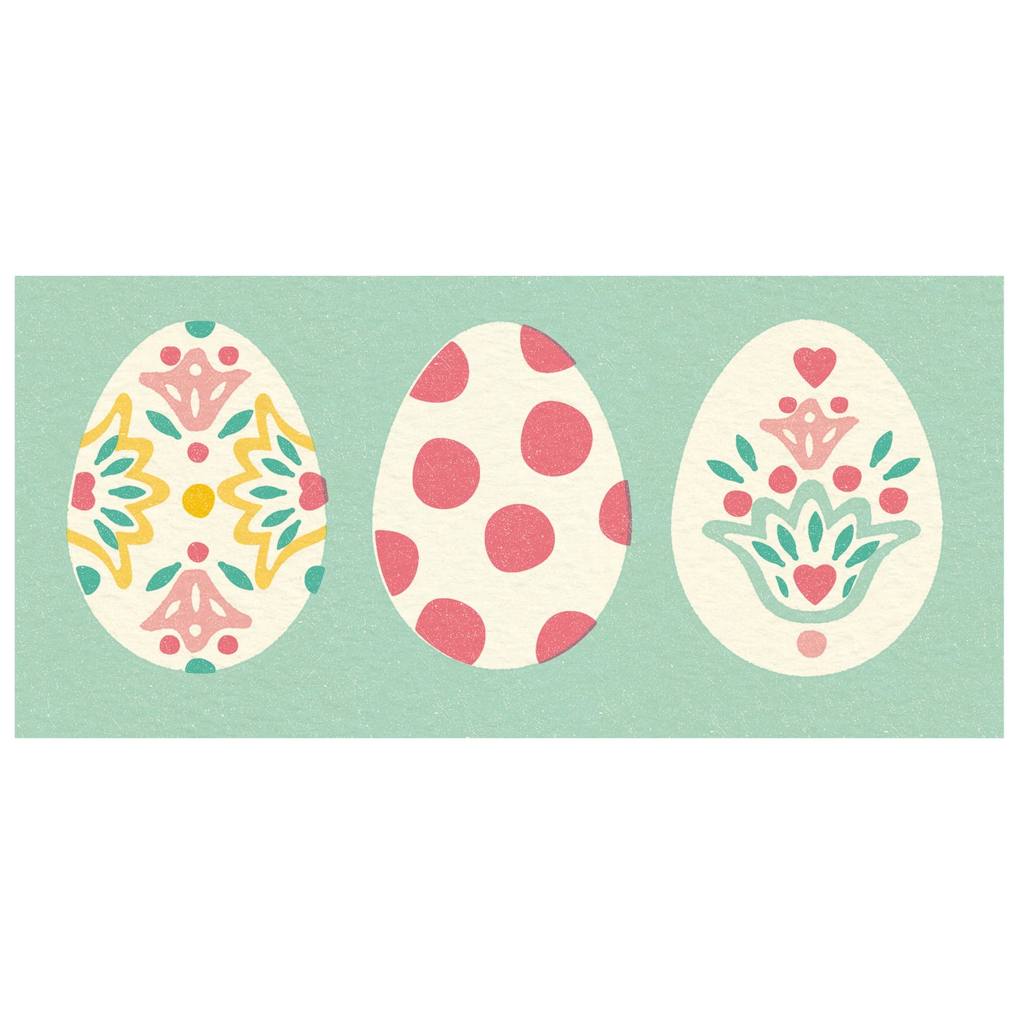 Folksy Long Easter Card, Green