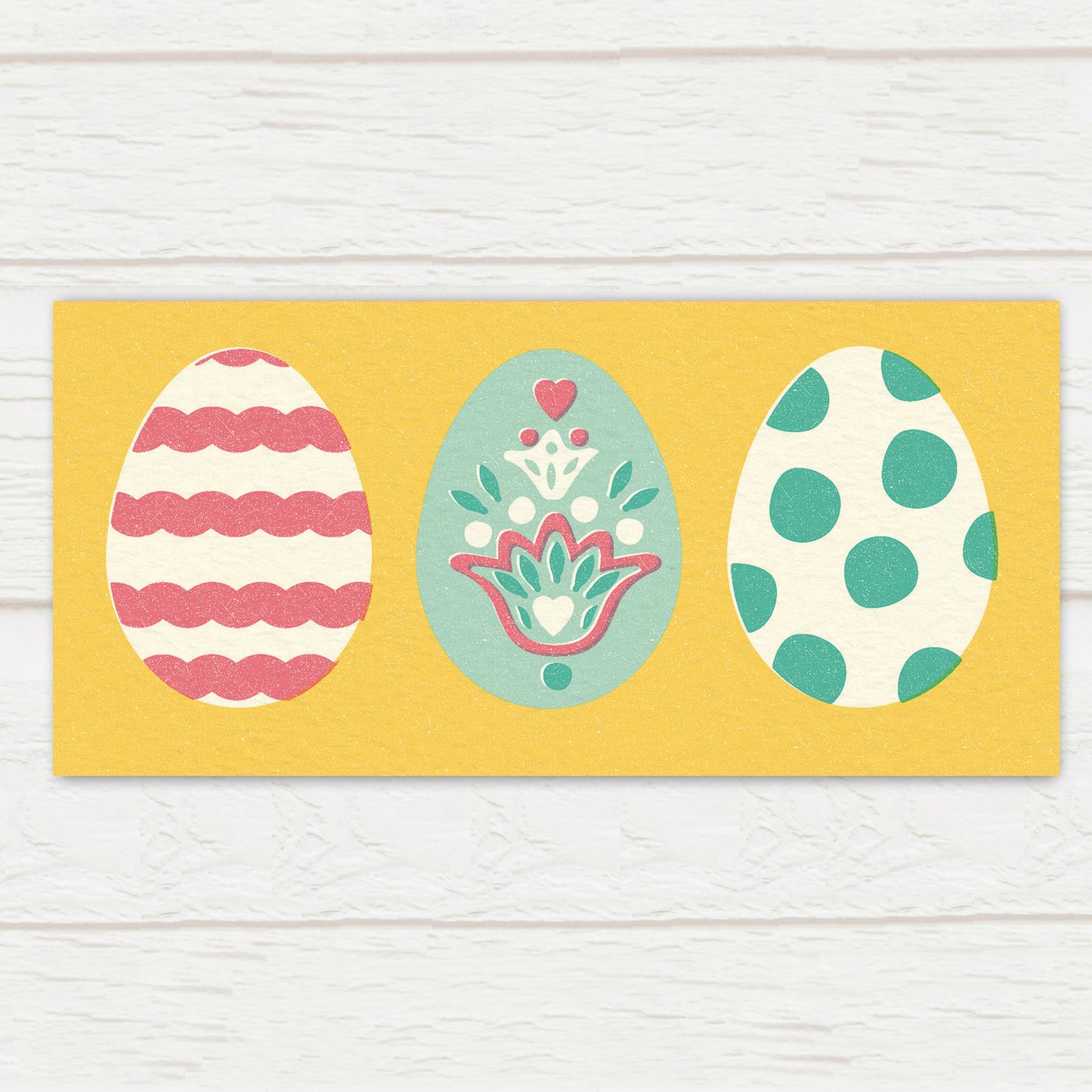 Folksy Long Easter Card, Custard