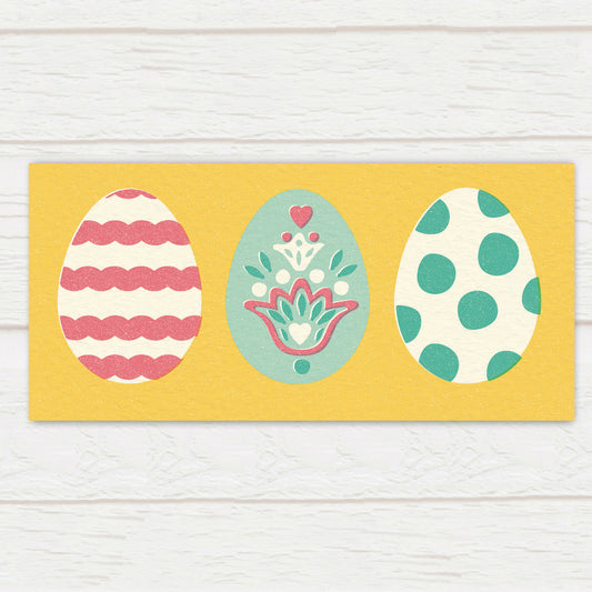 Folksy Long Easter Card, Custard