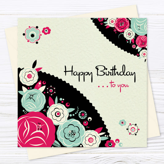 Floradeco Birthday Card, Magenta