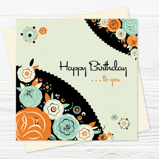 Floradeco Birthday Card, Orange