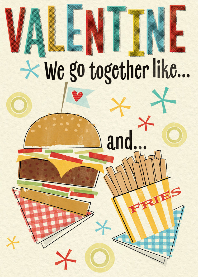 Honey, I'm Home! Burger & Fries Valentine Card
