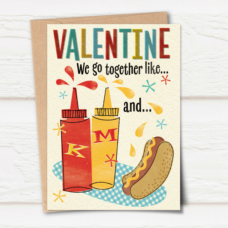 Honey, I'm Home! Hotdog & Mustard Valentine Card