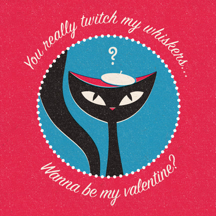 Jazz Cat 'Twitching Whiskers' Valentine Card