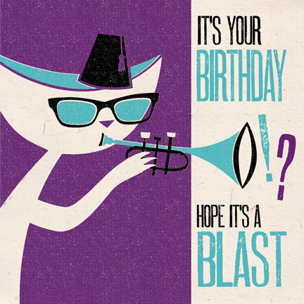 Jazz Cat 'Blast' Birthday Card