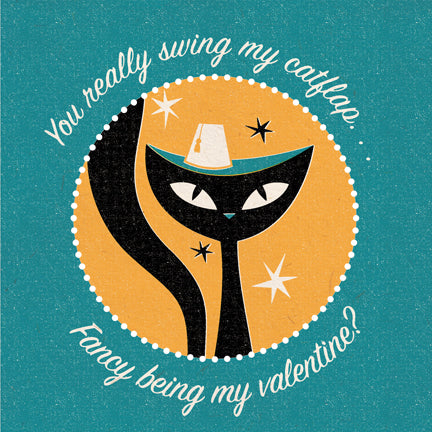 Jazz Cat 'Catflap' Valentine Card