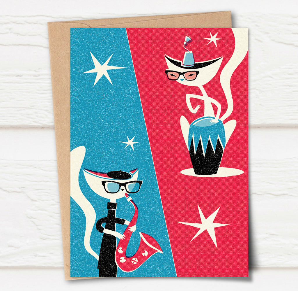 Jazz Cat Jamming Duo Card
