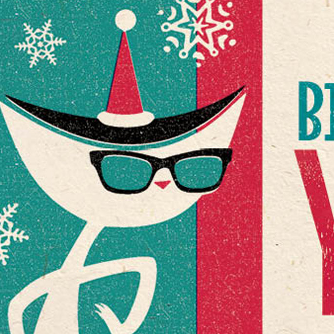 Jazz Cat 'Birth of the Yule' Christmas Card