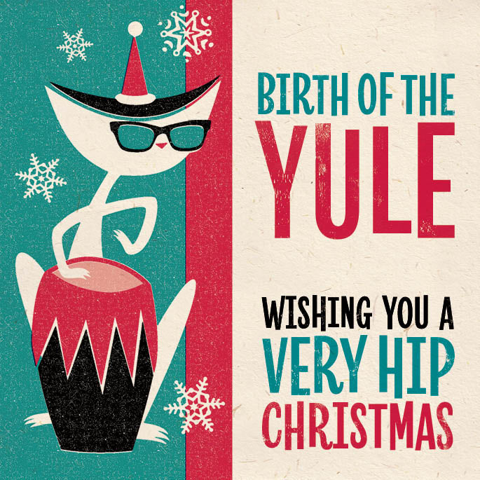 Jazz Cat 'Birth of the Yule' Christmas Card