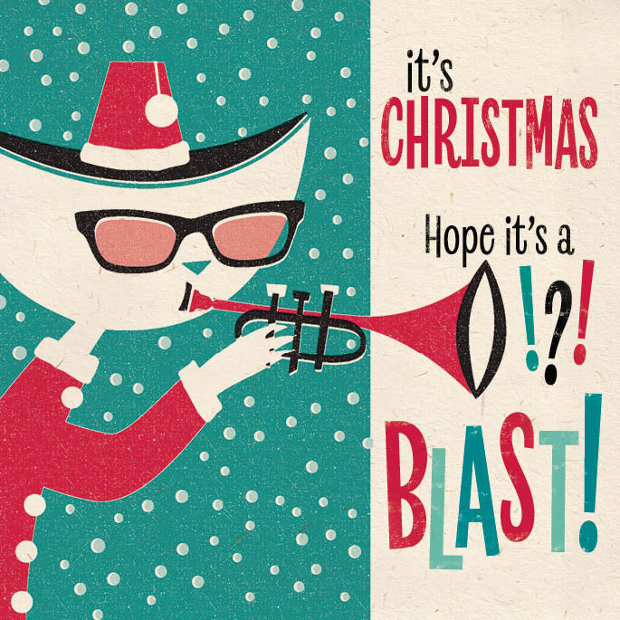 Jazz Cat 'Blast' Christmas Card