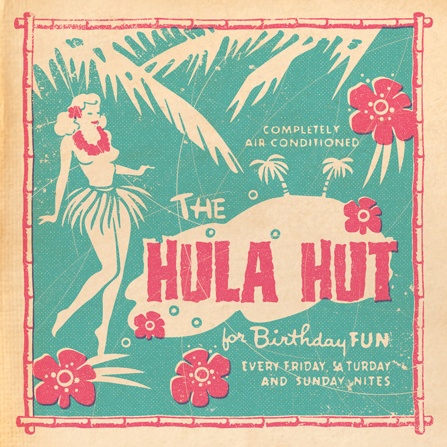 Matchbook 'Hula Hut' Birthday Card