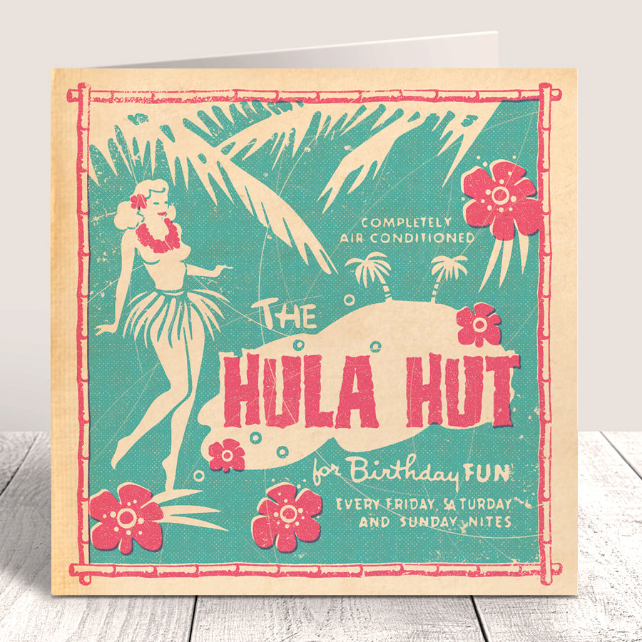 Matchbook 'Hula Hut' Birthday Card