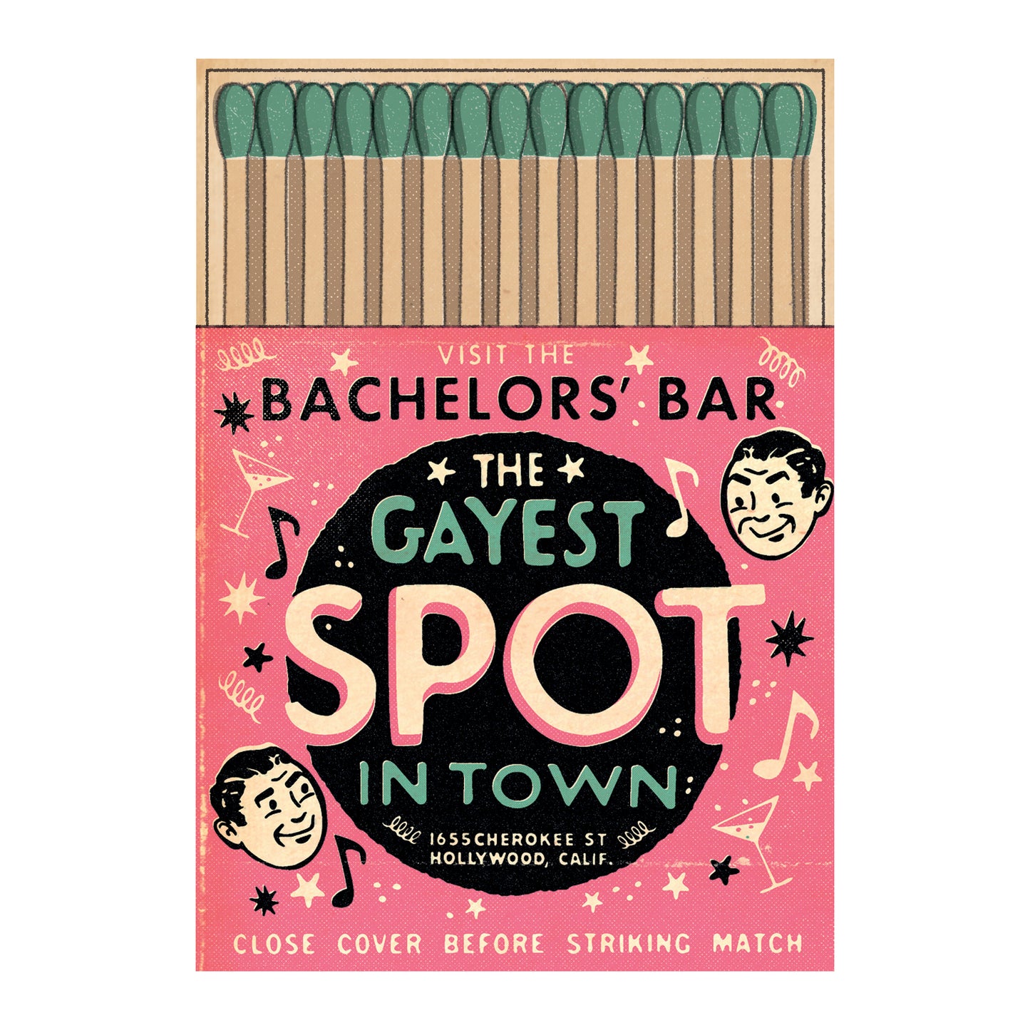 Matchbox Card: Bachelors' Bar – Pink