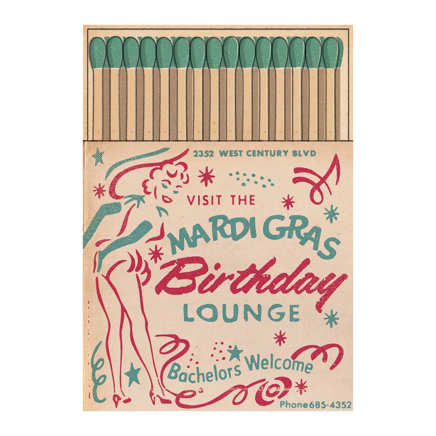 Matchbox Card: Mardi Gras Birthday Lounge