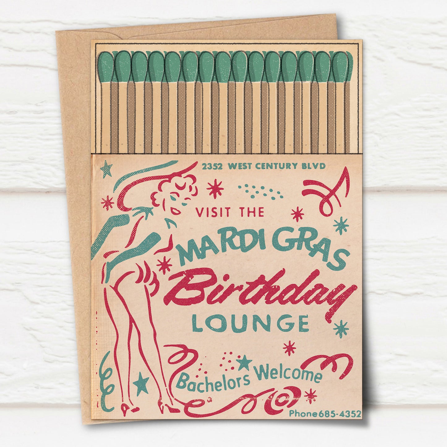Matchbox Card: Mardi Gras Birthday Lounge