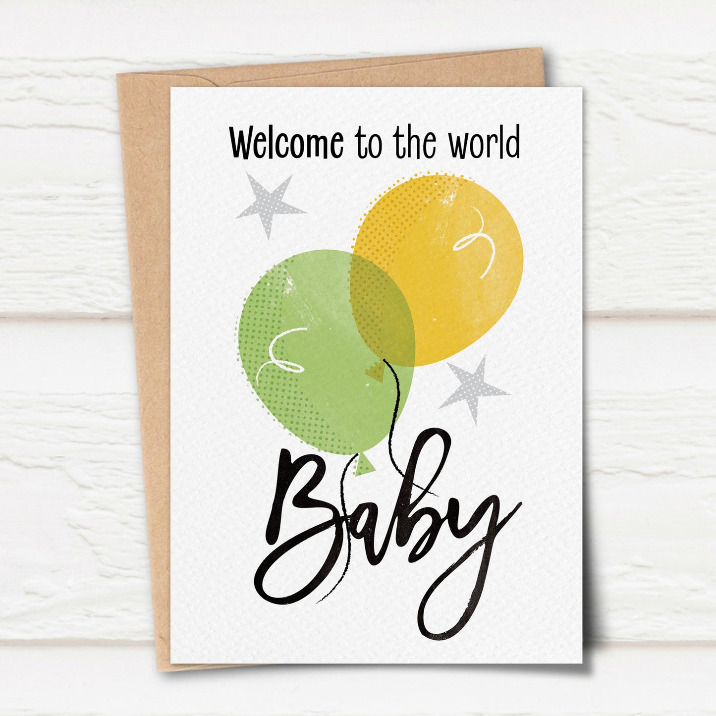 Sketchy Baby Balloons Card, Green