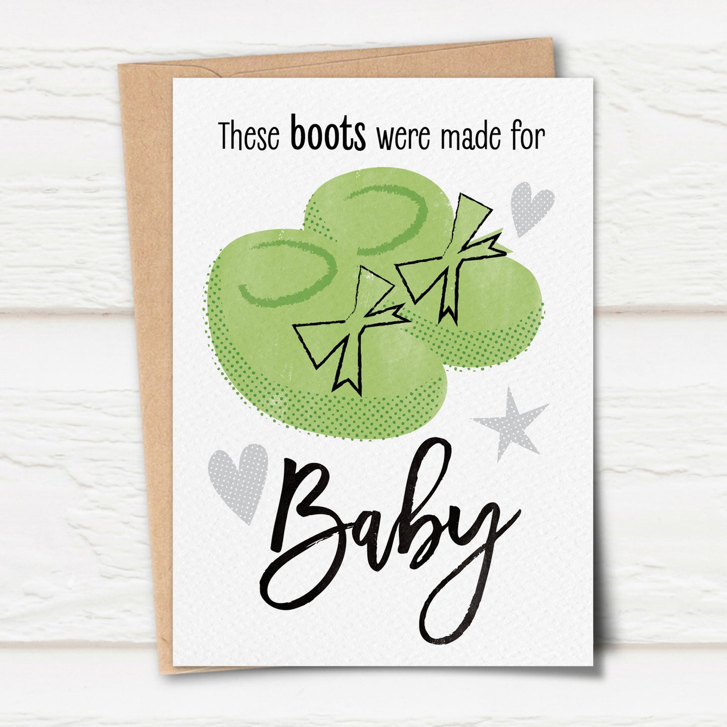 Sketchy Baby Booties Card, Green
